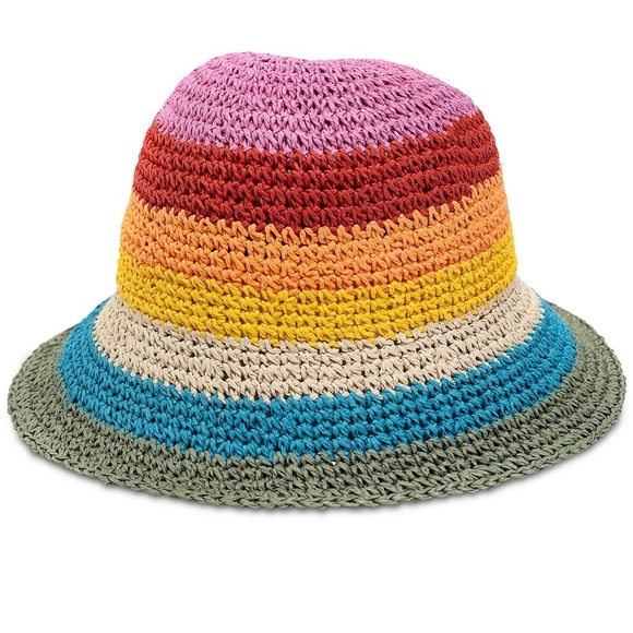 NWT ON 34th Women’s Striped Crochet Cloche Adjustable Hat - Picture 1 of 6